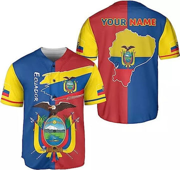 Custom Ecuador Baseball Shirt Ecuador Flag Baseball Jersey S-5XL