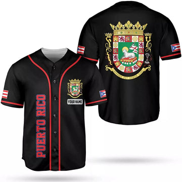 Custom Puerto Rico Baseball Shirt Team Name Baseball Jersey S-5XL