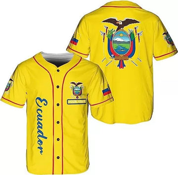 Custom Baseball Jersey Shirt Ecuador Flag Jersey Baseball Jersey S-5XL