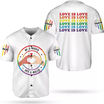 Custom Rainbow Pride LGBT Love is Love Baseball Jersey S-5XL