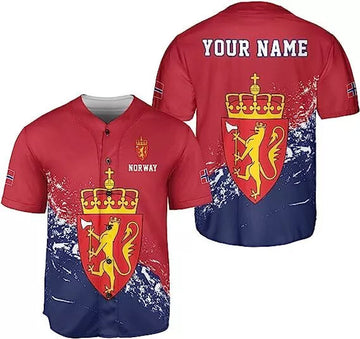Custom Norway Baseball Jersey Norwegian Pride Baseball Jersey S-5XL