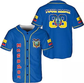 Custom Ecuador Baseball Shirt Ecuador Flag Baseball Jersey S-5XL