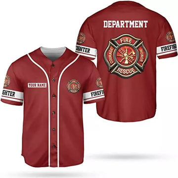 Custom Firefighter Baseball Jersey Thin Red Line Baseball Jersey S-5XL