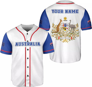Personalized Australia Baseball Jersey Shirt Kangaroo Baseball Jersey S-5XL