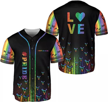Custom Rainbow Pride LGBT Love is Love Baseball Jersey S-5XL