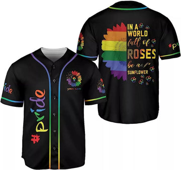 Custom Rainbow Pride LGBT Love is Love Baseball Jersey S-5XL