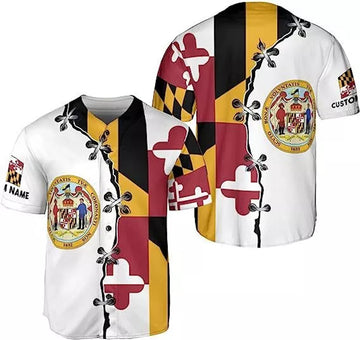 Custom Personalized Maryland Flag Crab Baseball Shirt S-5XL