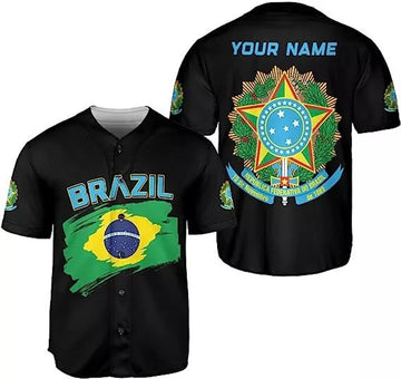 Custom Baseball Jersey Shirt Brasil Flag Bandeira Baseball Jersey S-5XL