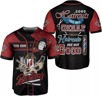 Custom Barber Shop Jersey Custom Name 3D Scissors Baseball Jersey S-5XL