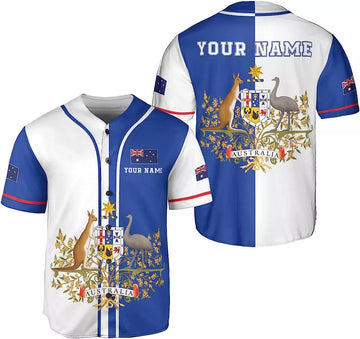 Personalized Australia Baseball Jersey Shirt Kangaroo Baseball Jersey S-5XL