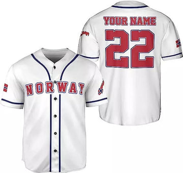 Custom Norway Baseball Jersey Norwegian Pride Baseball Jersey S-5XL