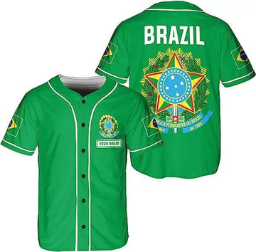 Custom Baseball Jersey Shirt Brasil Flag Bandeira Baseball Jersey S-5XL
