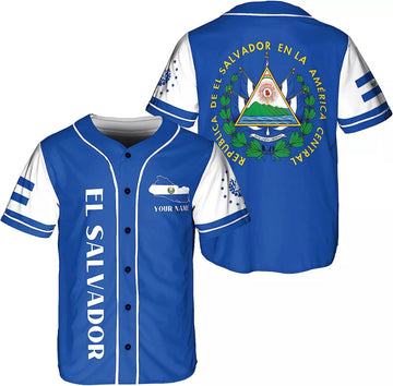 Custom El Salvador Baseball Jersey Shirt Salvador Flag Baseball Jersey S-5XL