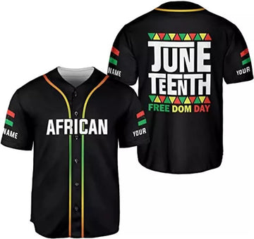 Custom Juneteenth Flag Shirt Freeish 1865 Baseball Jersey S-5XL