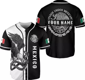 Custom Mexico Black White 3D Shirt Baseball Jersey S-5XL