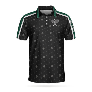 Best Tennis Shirt Black Dot and Tennis Ball Pattern Men's Polo Shirt S-5XL