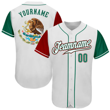 Custom White Green Red Mexico Two Tone Baseball Jersey S-5XL