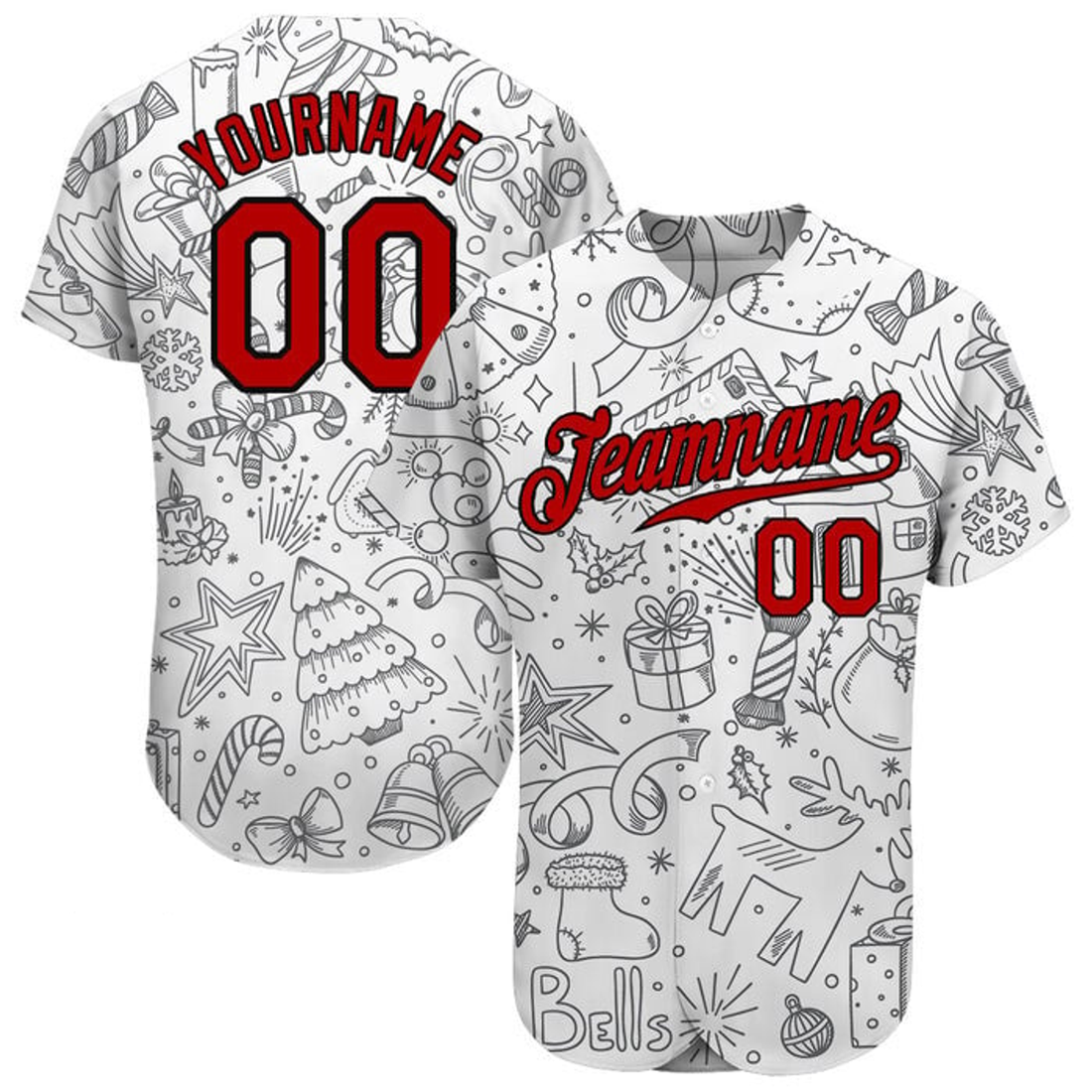 Christmas Baseball Jersey Custom Name Gift Baseball Jersey S-5XL