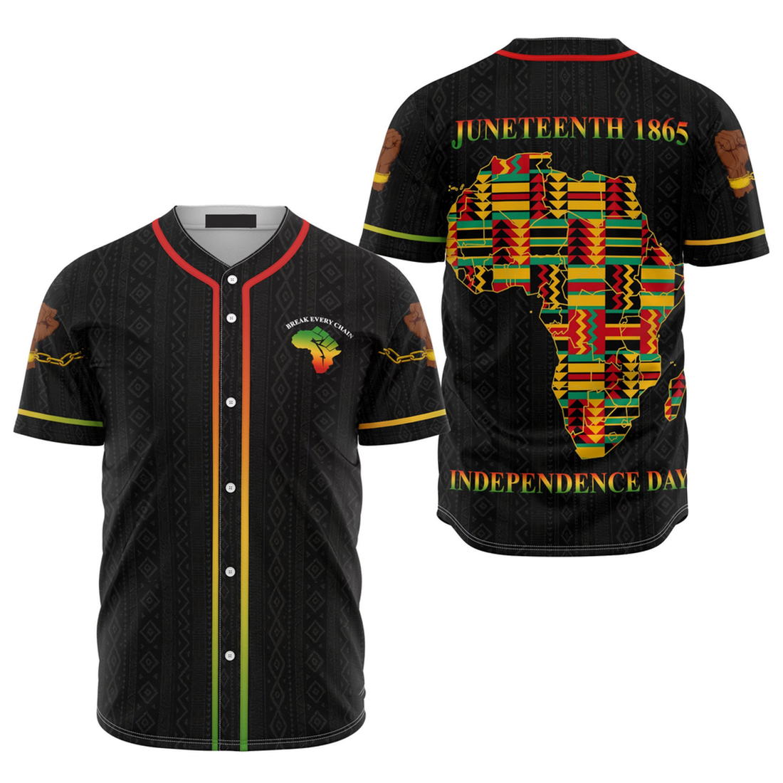 Juneteenth Independence Day African Baseball Shirt Baseball Jersey 2 S-5XL
