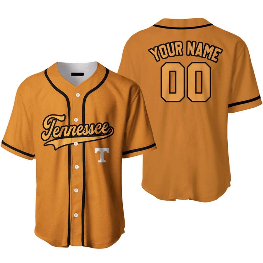 Custom Name Baseball Jerseys Tennessee Yellow Black Gift Baseball Jersey S-5XL