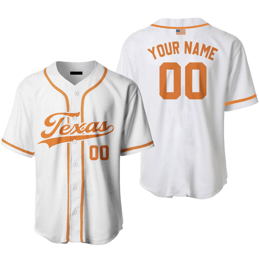 Custom Name Baseball Jerseys Texas White Yellow Gift Idea Baseball Jersey S-5XL