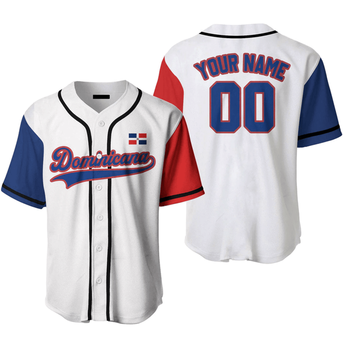 Custom Name Baseball Jersey Dominicana Flag Gift Baseball Jersey S-5XL