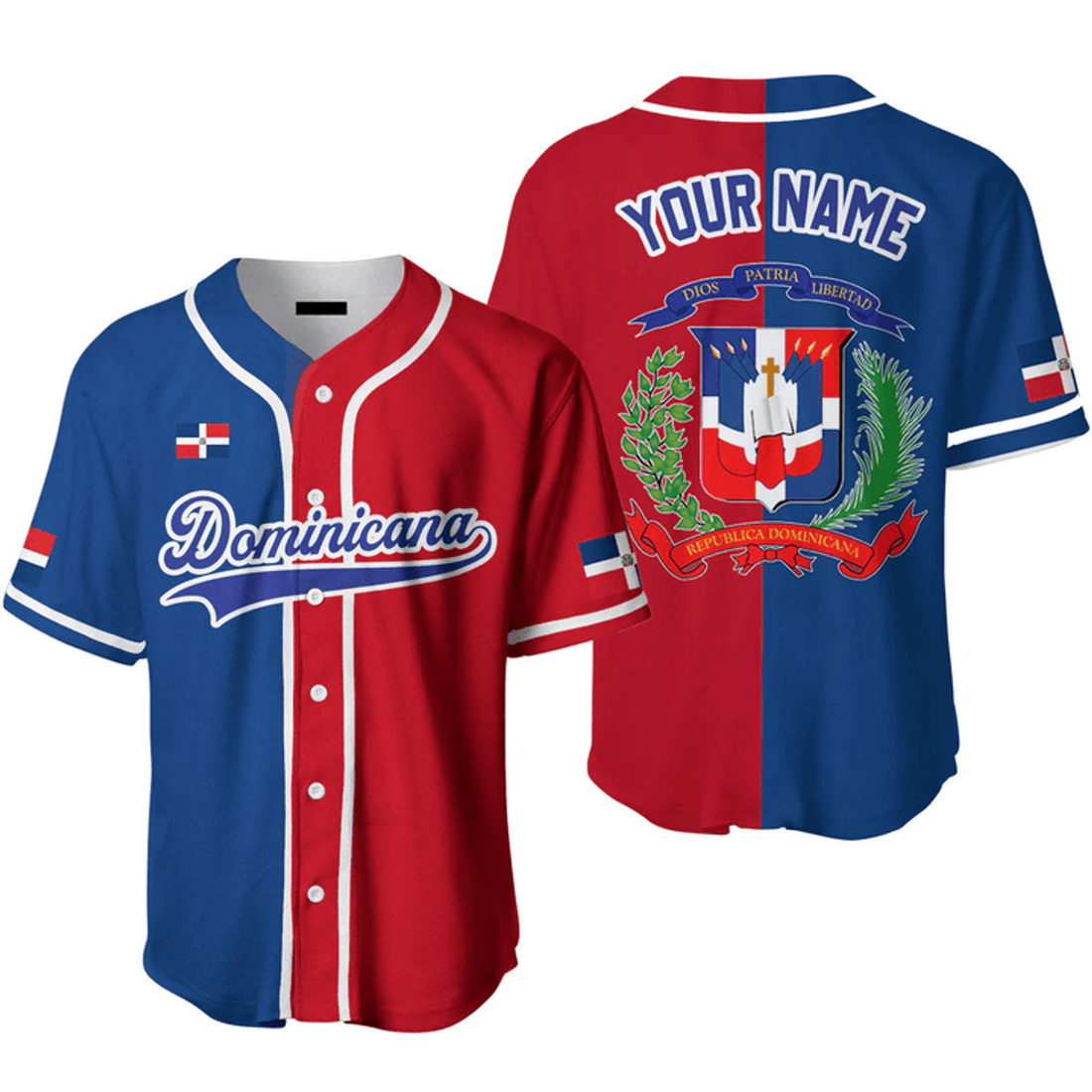 Custom Baseball Jerseys Dominicana Red Blue White Gift Baseball Jersey S-5XL