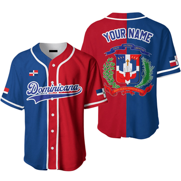 Custom Baseball Jerseys Dominicana Red Blue White Gift Baseball Jersey S-5XL