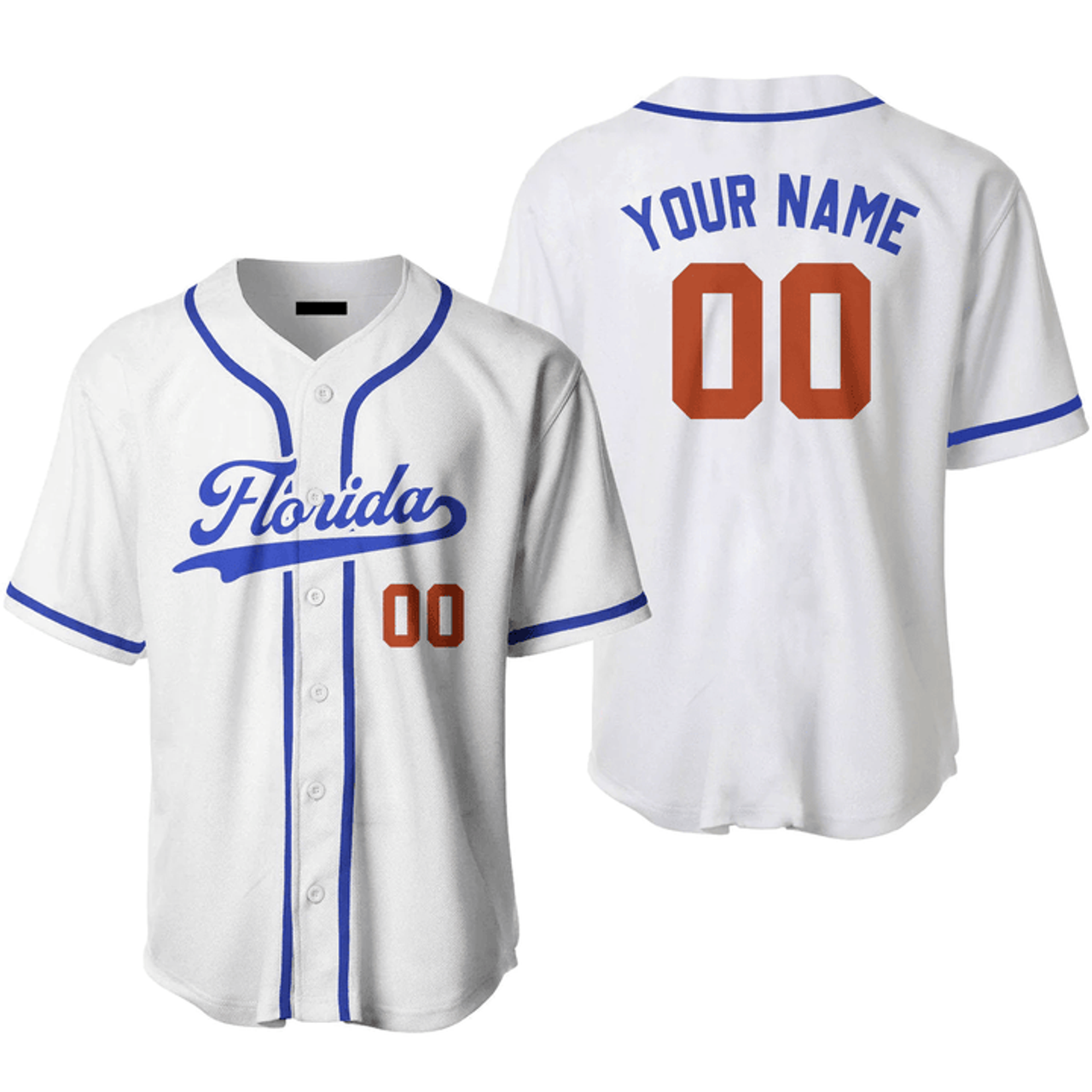 Custom Baseball Jersey Florida White Blue Gift for Baseball Jersey S-5XL
