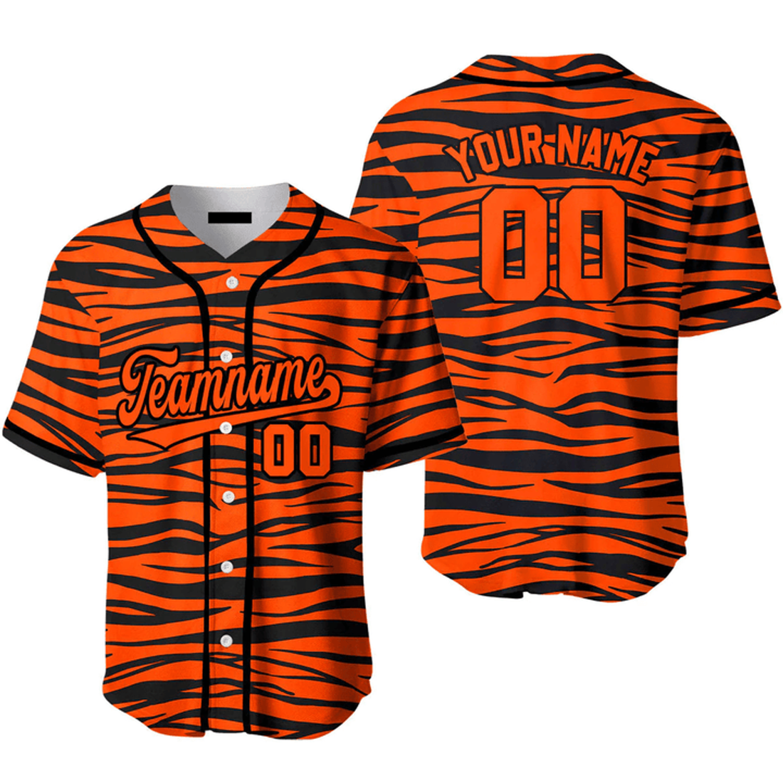 Custom Tiger Skin Orange Black Baseball Jersey Gift Baseball Jersey S-5XL