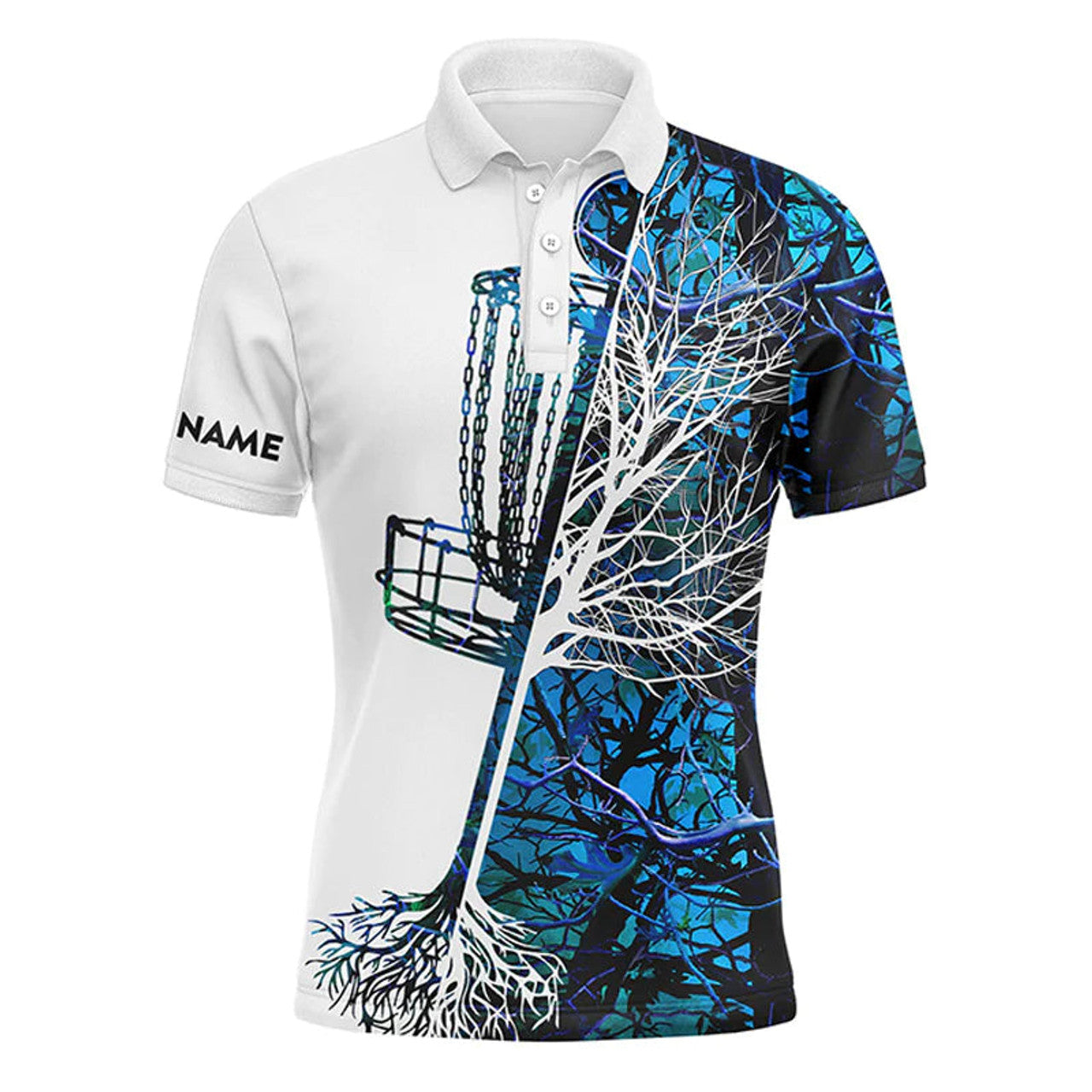 Custom Men's Disc Golf Blue Camo Basket Apparel Men's Polo Shirt