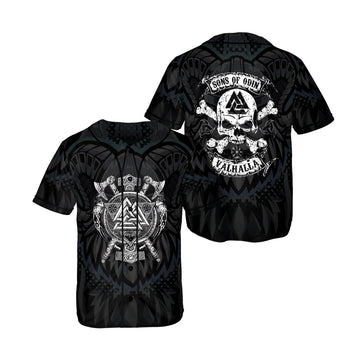 Son Of Odin Viking 3D Baseball Jersey Black Baseball Jersey S-5XL
