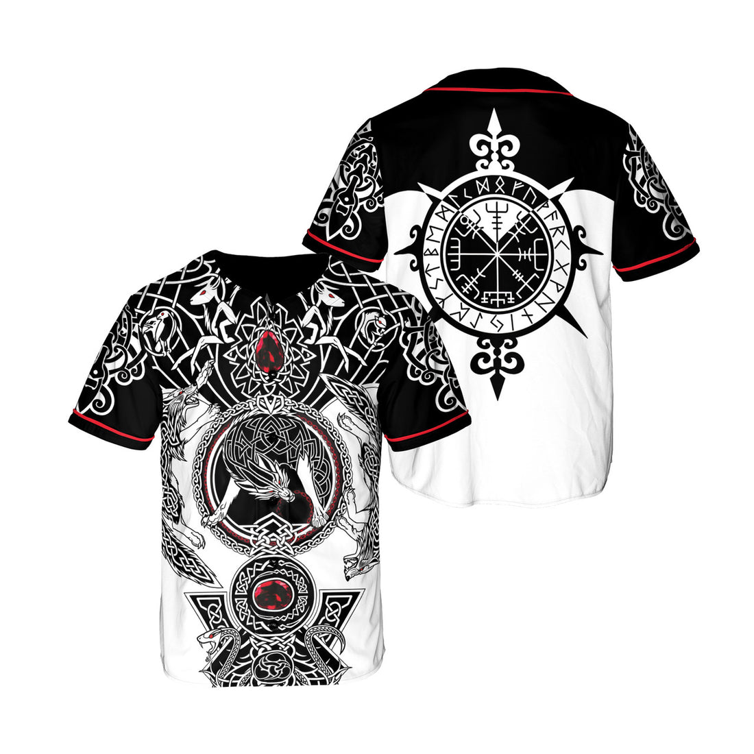 Viking Tatto Wolf White Black Baseball Jersey Son Of Odin Baseball Jersey S-5XL