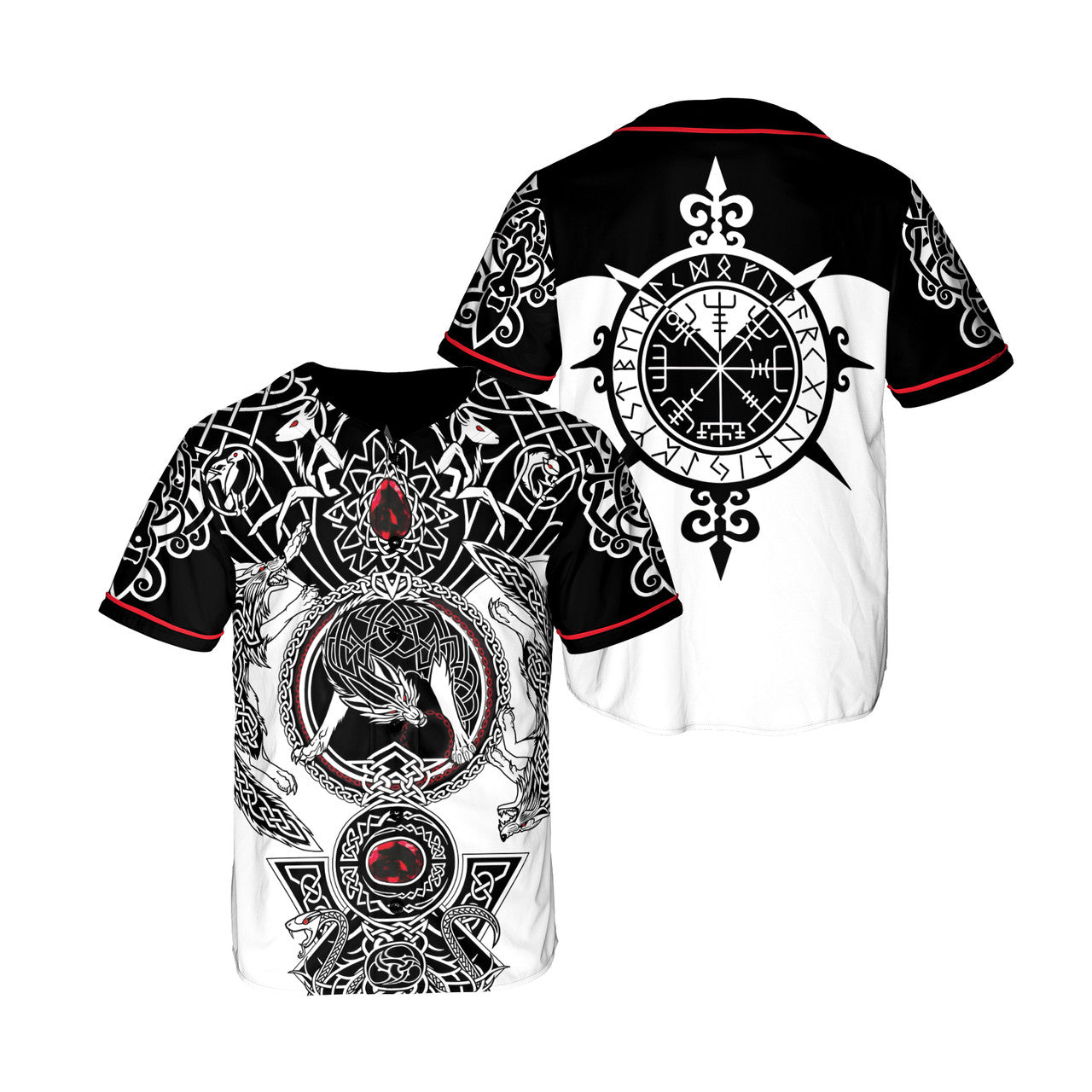 Viking Tatto Wolf White Black Baseball Jersey Son Of Odin Baseball Jersey S-5XL