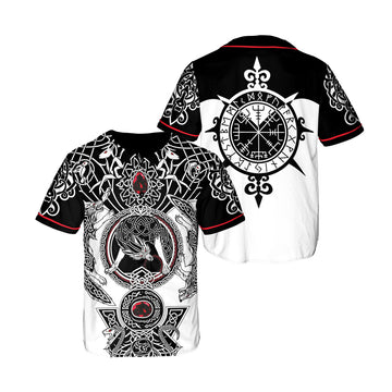 Viking Tatto Wolf White Black Baseball Jersey Son Of Odin Baseball Jersey S-5XL