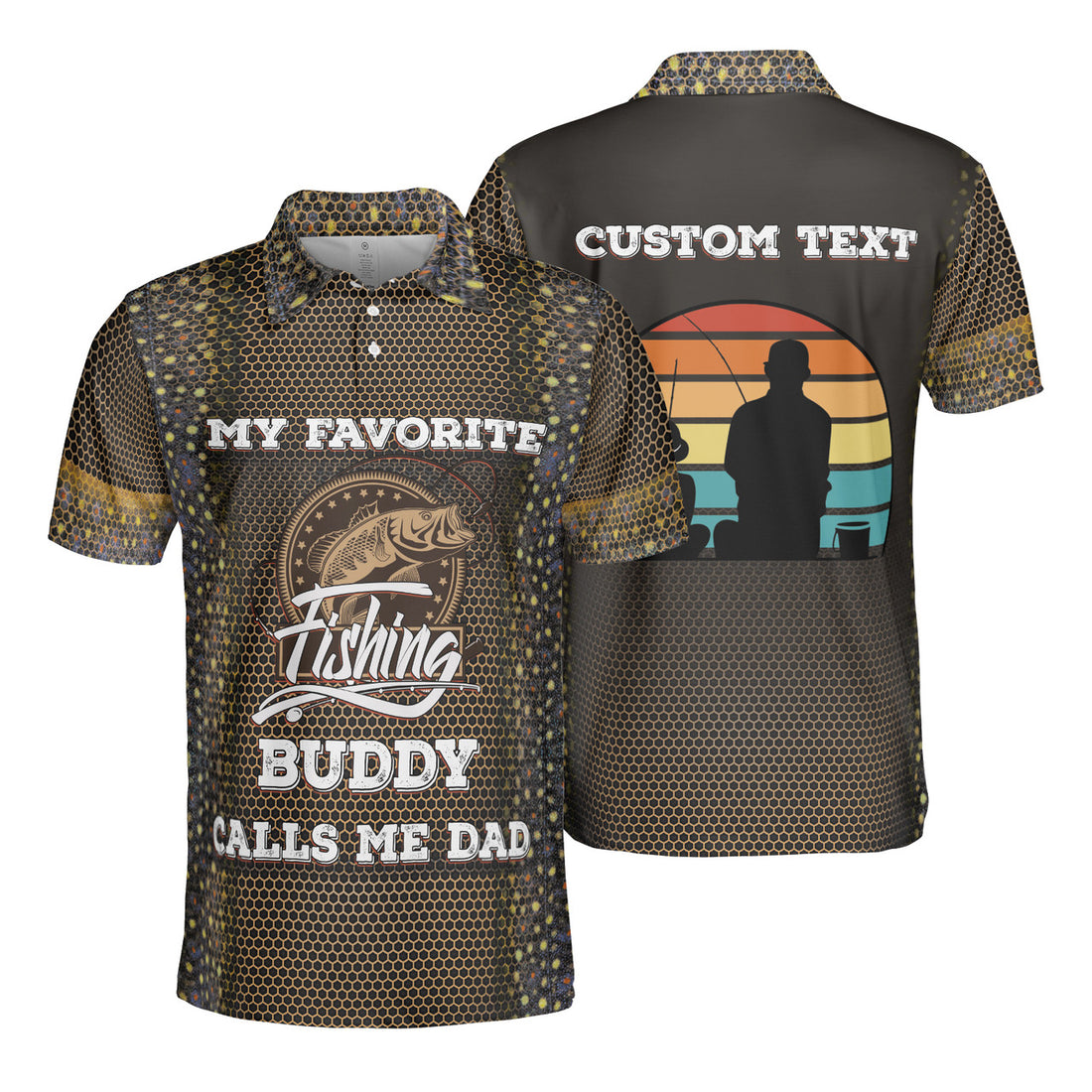 Custom My Favorite Buddy Calls Me Dad Brook Trout Fishing Men's Polo Shirt S-5XL