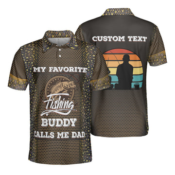 Custom My Favorite Buddy Calls Me Dad Brook Trout Fishing Men's Polo Shirt S-5XL