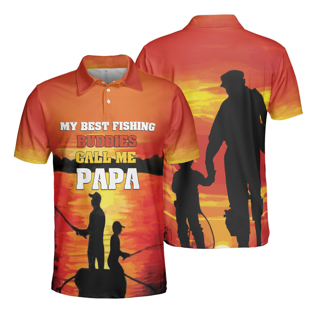 Dad Fishing Sea My Best Buddies Call Me Papa Men's Polo Shirt S-5XL