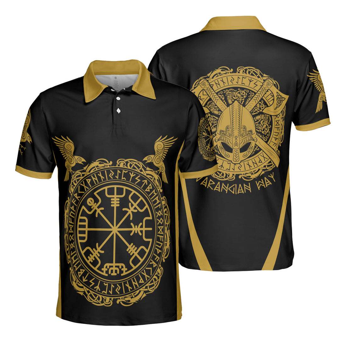 Vikings Muninn Tattoo Polo Shirt Viking Gold Style Gift Men's Polo Shirt S-5XL
