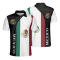 Mexico Eagle Take Snake Flag Colors Green Black White Men's Polo Shirt S-5XL