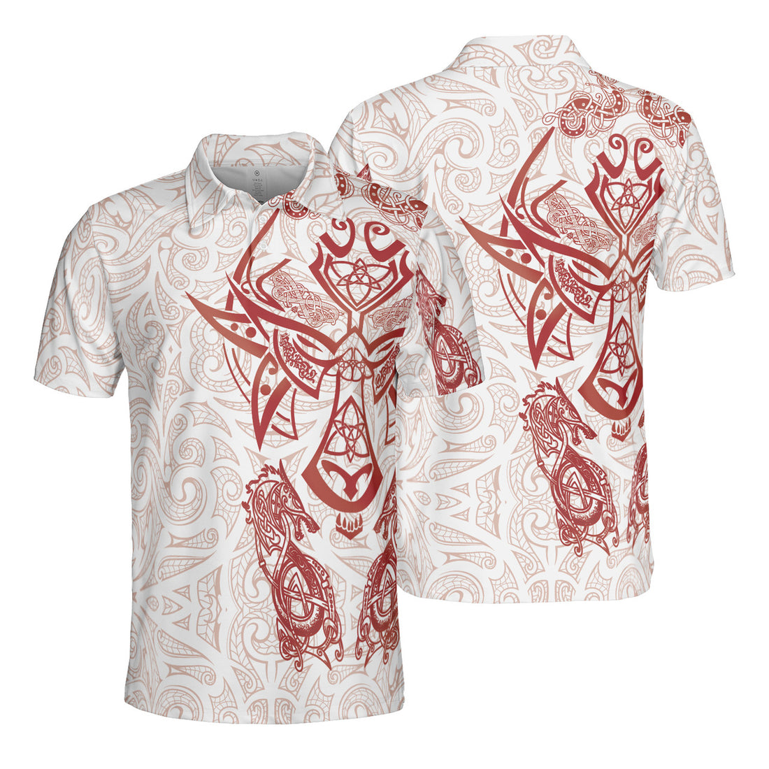 Viking Tattoo Skull Dragon Njord Light Style Men's Polo Shirt S-5XL