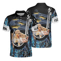Walleye Fishing Teal Blue Muddy Camo Men's Polo Shirt S-5XL