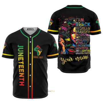 Custom Juneteenth Black Woman Jersey Baseball Jersey S-5XL