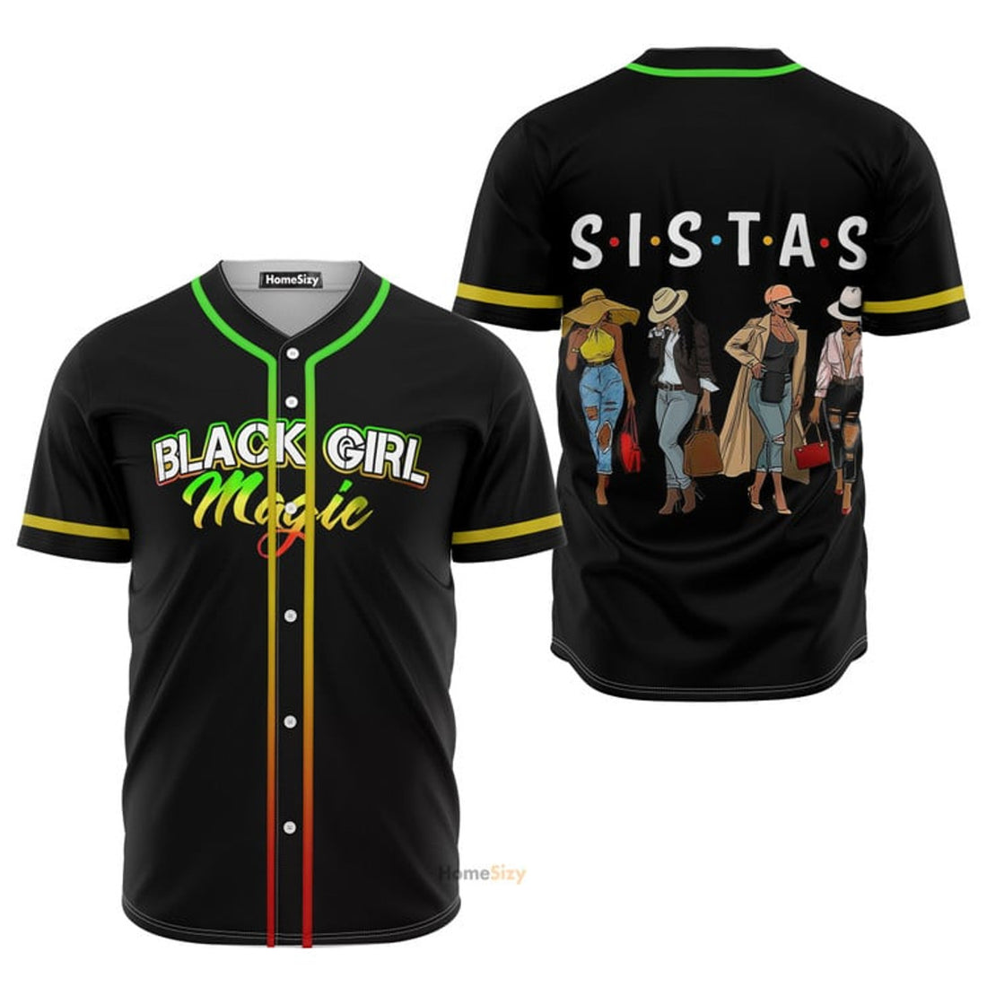 Black Girl Magic Sistas Afro Juneteenth Baseball Jersey S-5XL