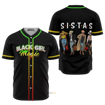 Black Girl Magic Sistas Afro Juneteenth Baseball Jersey S-5XL