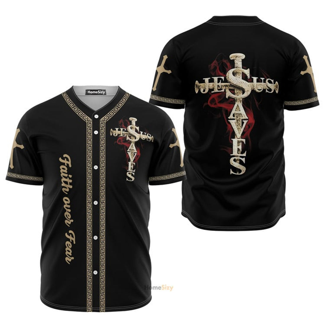Jesus Save Faith Over Fear Baseball Jersey S-5XL