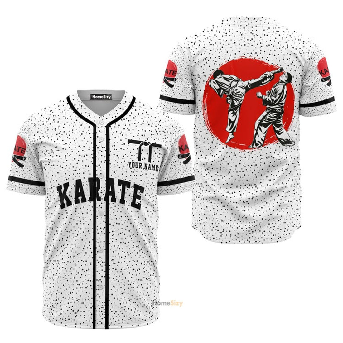 Custom Name Karate White Red Personalized Baseball Jersey S-5XL
