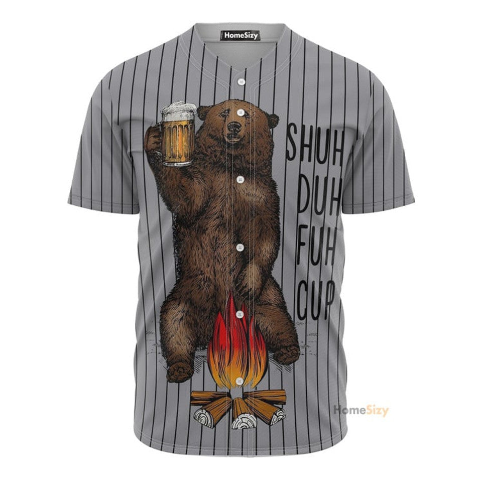 Camping Bear Beer Baseball Jersey S-5XL