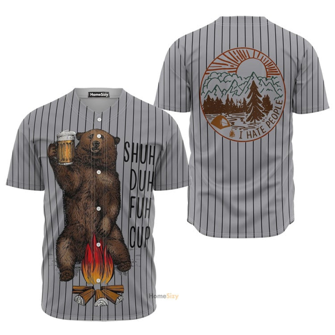 Camping Bear Beer Baseball Jersey S-5XL