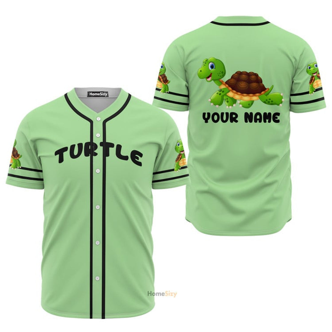 Custom Name Love Cute Turtle Personalized Baseball Jersey S-5XL